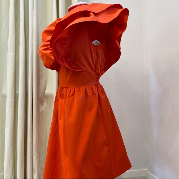 ZARA Ruffled Red/Orange Mini Dress, Women's (US XS) - Picture 6 of 12